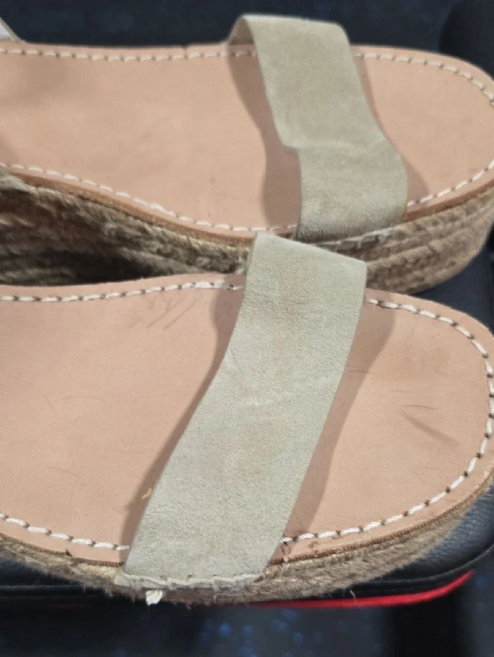 rag & bone Tan Suede Espadrille Wedge Sandals with Silver Buckle